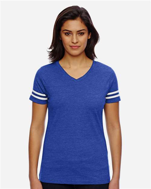 Women's Football V-Neck Fine Jersey Tee Image 9