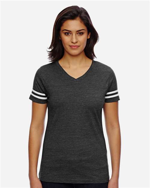 Women's Football V-Neck Fine Jersey Tee Image 10