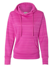 Women's Odyssey Striped Performance Fleece Lapover Hooded Sweatshirt Image 1
