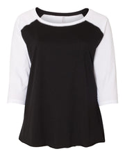 Women's Curvy Collection Baseball Three-Quarter Sleeve Tee