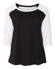 Women's Curvy Collection Baseball Three-Quarter Sleeve Tee