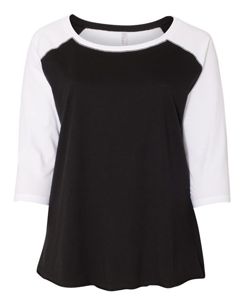 Women's Curvy Collection Baseball Three-Quarter Sleeve Tee