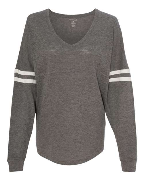Women’s Slub Jersey Varsitee V-Neck Long Sleeve T-Shirt Image 3