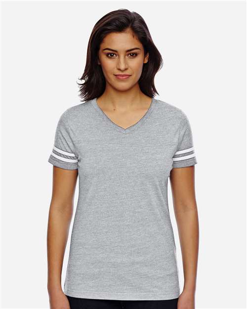 Women's Football V-Neck Fine Jersey Tee Image 6
