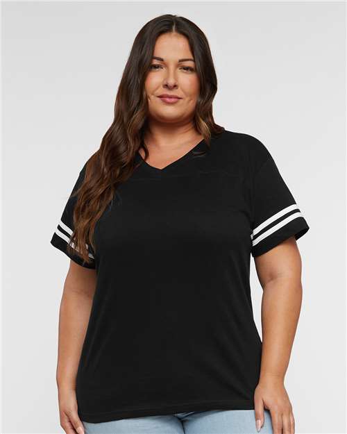 Women's Football V-Neck Fine Jersey Tee Image 2