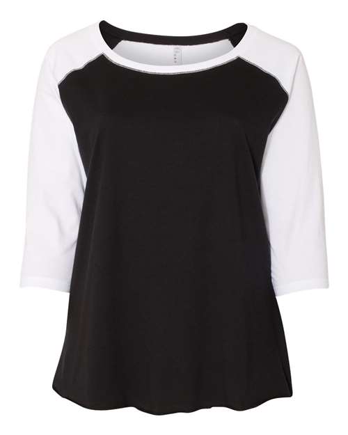 Women's Curvy Collection Baseball Three-Quarter Sleeve Tee