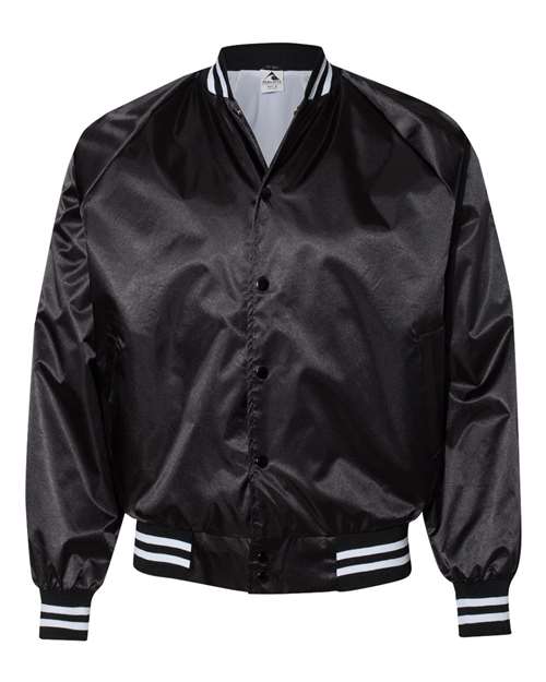 Unisex Satin Baseball Jacket Striped Trim Image 2