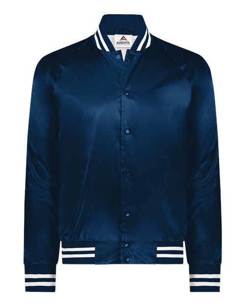 Unisex Satin Baseball Jacket Striped Trim