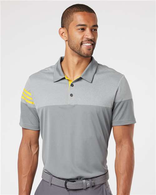 Men's Heathered 3-Stripes Colorblocked Polo Image 3
