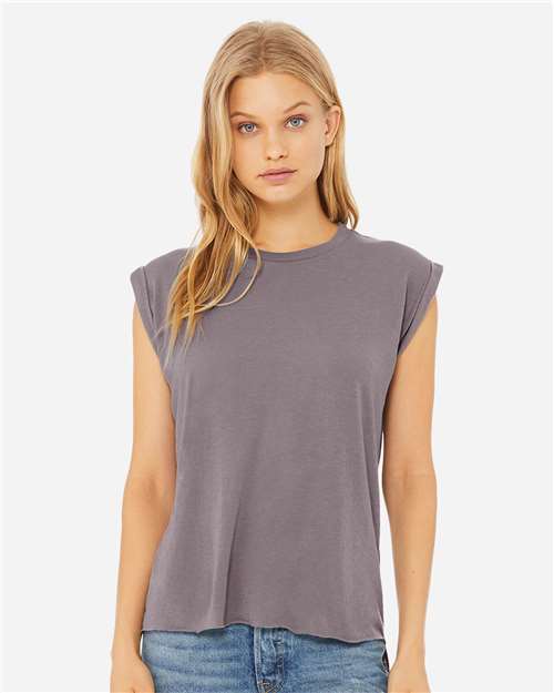 Women’s Flowy Rolled Cuffs Muscle Tee Image 11