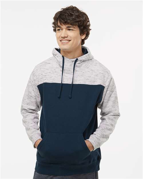 Men's Mélange Fleece Colorblocked Hooded Sweatshirt Image 3
