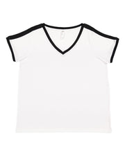 Women's Curvy Retro Ringer Premium Jersey V-Neck Tee