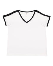 Women's Curvy Retro Ringer Premium Jersey V-Neck Tee Image 1