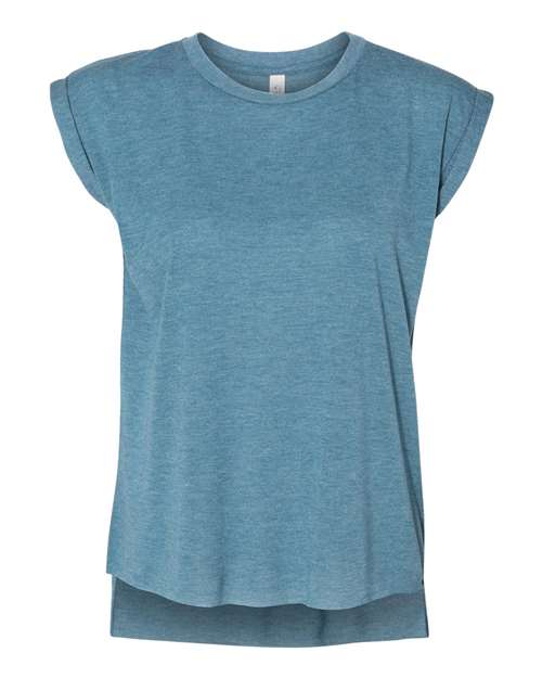 Women’s Flowy Rolled Cuffs Muscle Tee Image 5