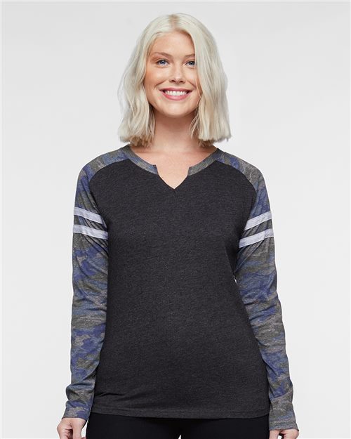 Women's Fine Jersey Mash Up Long Sleeve T-Shirt Image 1
