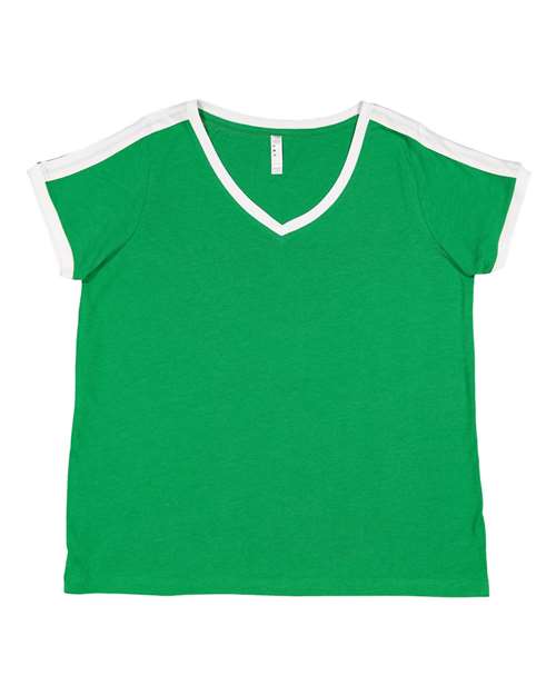 Women's Curvy Retro Ringer Premium Jersey V-Neck Tee Image 6