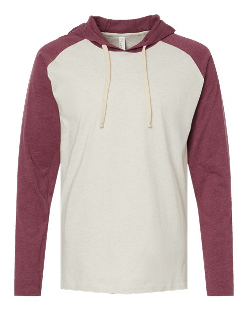 Unisex Fine Jersey Hooded Long Sleeve Raglan Tee