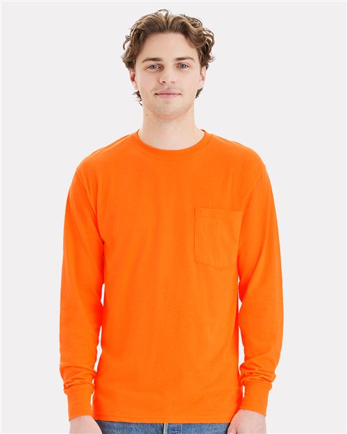 Unisex Workwear Long Sleeve Pocket T-Shirt Image 1