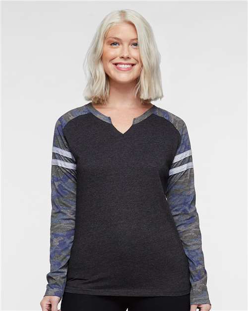 Women's Fine Jersey Mash Up Long Sleeve T-Shirt Image 3