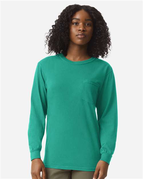 Unisex Garment-Dyed Heavyweight Long Sleeve Pocket T-Shirt Image 17
