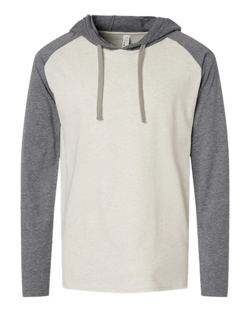 Unisex Fine Jersey Hooded Long Sleeve Raglan Tee