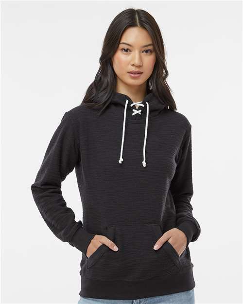Women’s French Terry Sport Lace Scuba Hooded Sweatshirt Image 2
