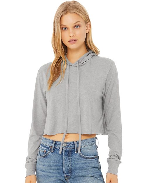 Women’s Triblend Crop Long Sleeve Hoodie Tee Image 1
