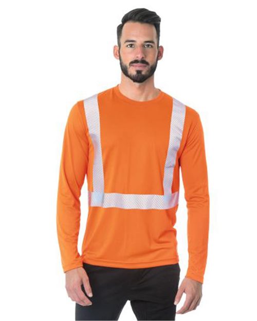 Unisex USA-Made Hi-Visibility Long Sleeve Performance T-Shirt - Segmented Tape Image 1
