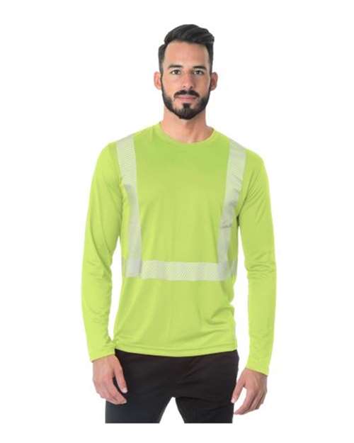 Unisex USA-Made Hi-Visibility Long Sleeve Performance T-Shirt - Segmented Tape Image 2