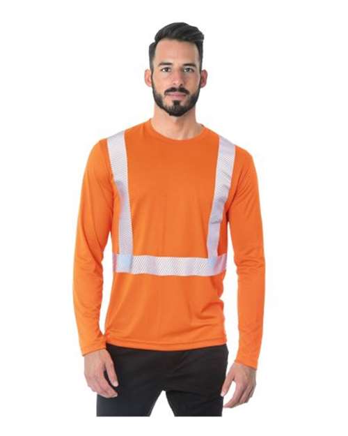 Unisex USA-Made Hi-Visibility Long Sleeve Performance T-Shirt - Segmented Tape Image 3