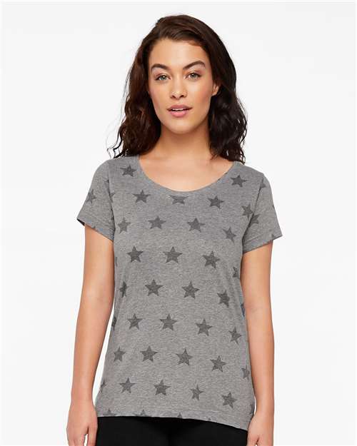 Women's Star Print Scoop Neck Tee Image 4