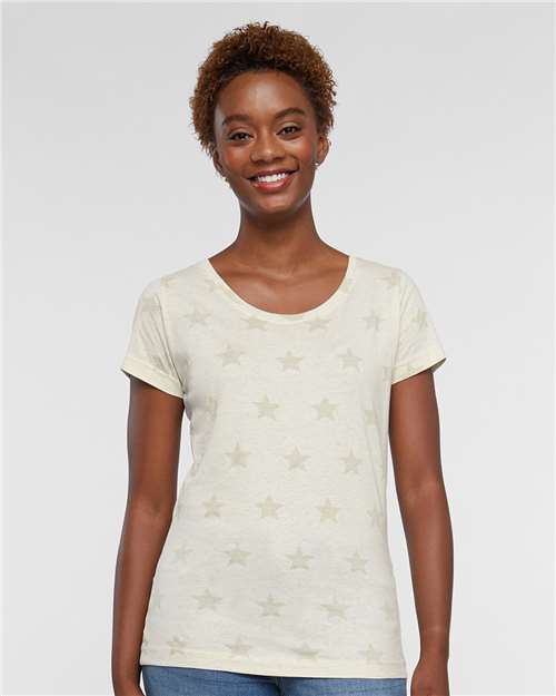Women's Star Print Scoop Neck Tee Image 5