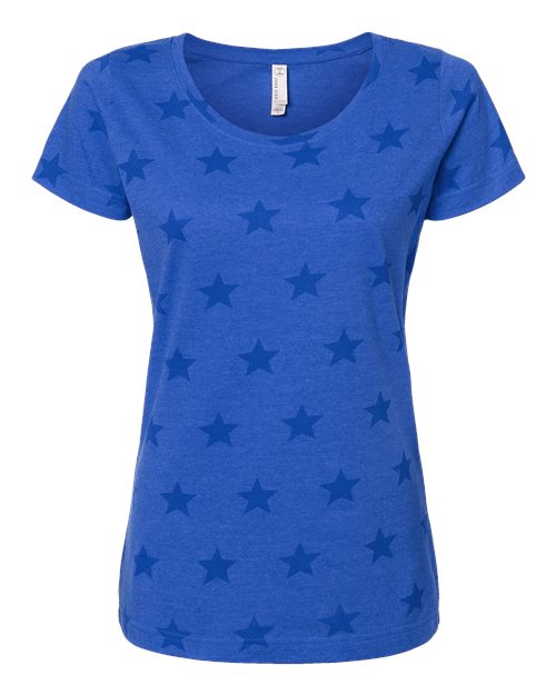 Women's Star Print Scoop Neck Tee Image 6