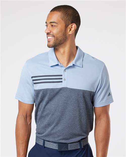 Men's Heathered Colorblocked 3-Stripes Polo Image 2