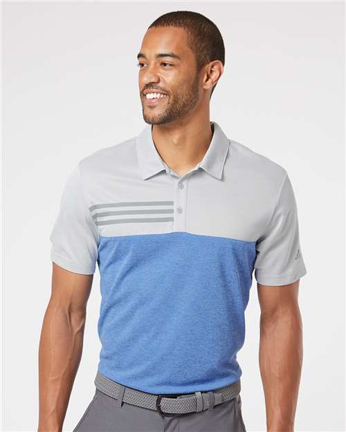 Men's Heathered Colorblocked 3-Stripes Polo Image 4