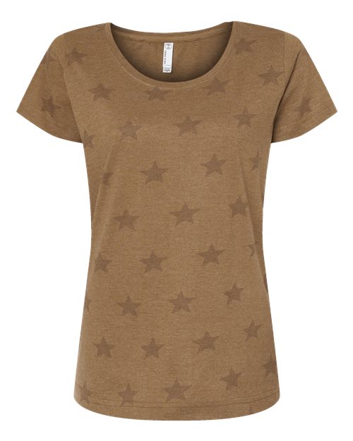 Women's Star Print Scoop Neck Tee Image 2