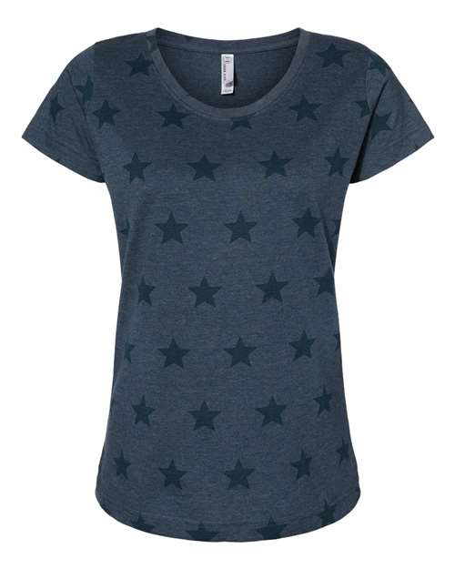Women's Star Print Scoop Neck Tee Image 3