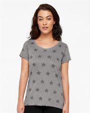 Women's Star Print Scoop Neck Tee Image 1