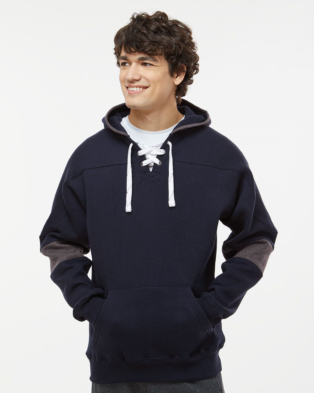 Men's Sport Lace Colorblocked Fleece Hooded Sweatshirt
