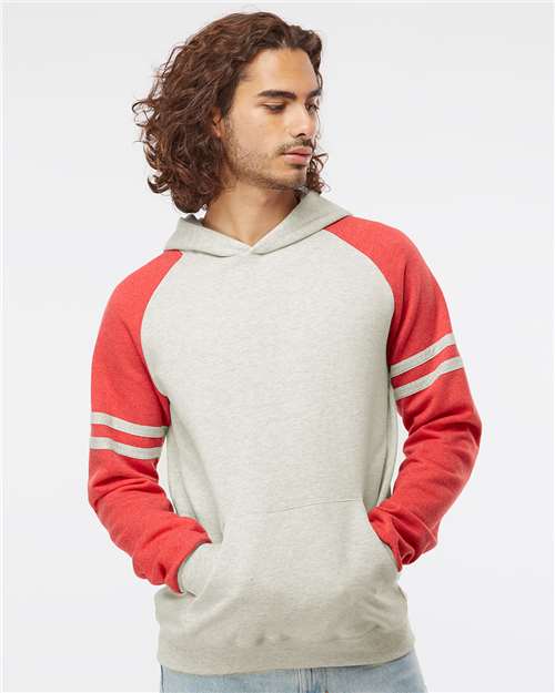 Unisex Nublend® Varsity Colorblocked Raglan Hooded Sweatshirt Image 3